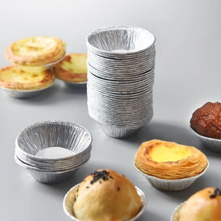 Round Egg Tart til snacks Silver Aluminium Folie Food Container