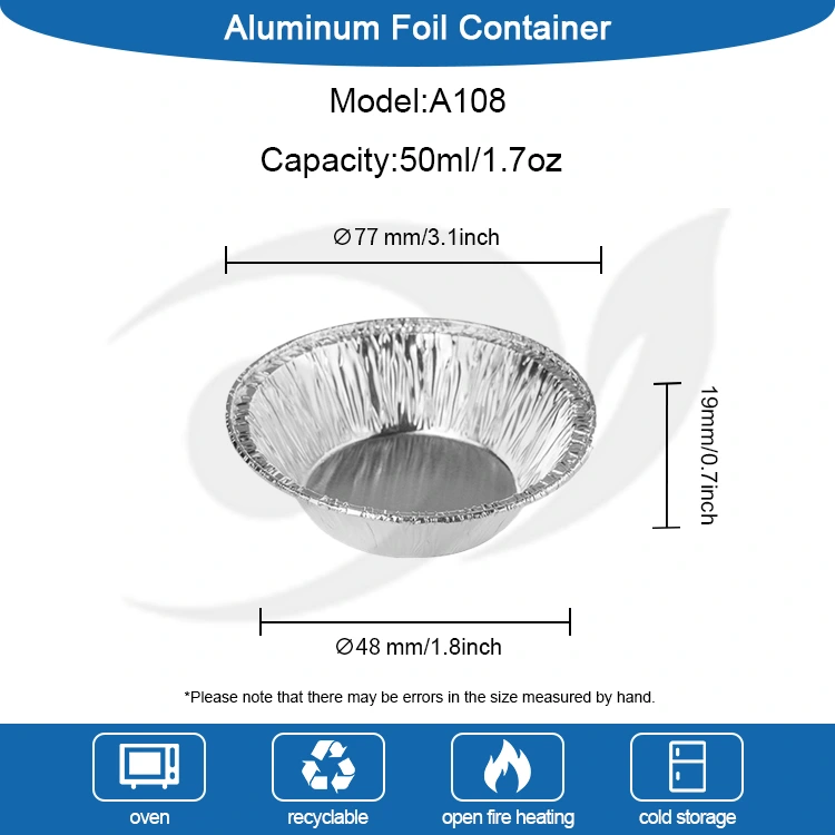 Round Egg Tart til snacks Silver Aluminium Folie Food Container