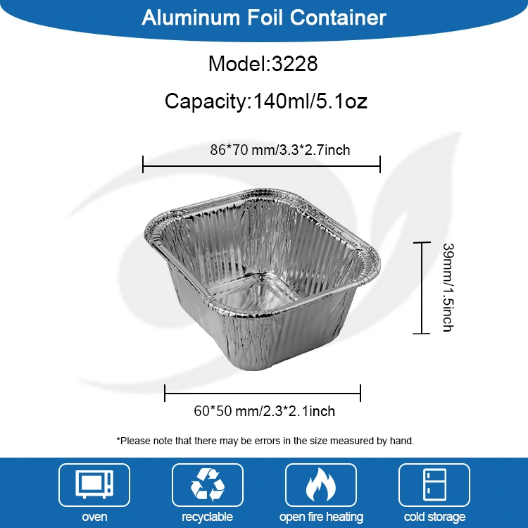 Firkantet bageplade Air Fryer Silver Aluminium Folie Containere