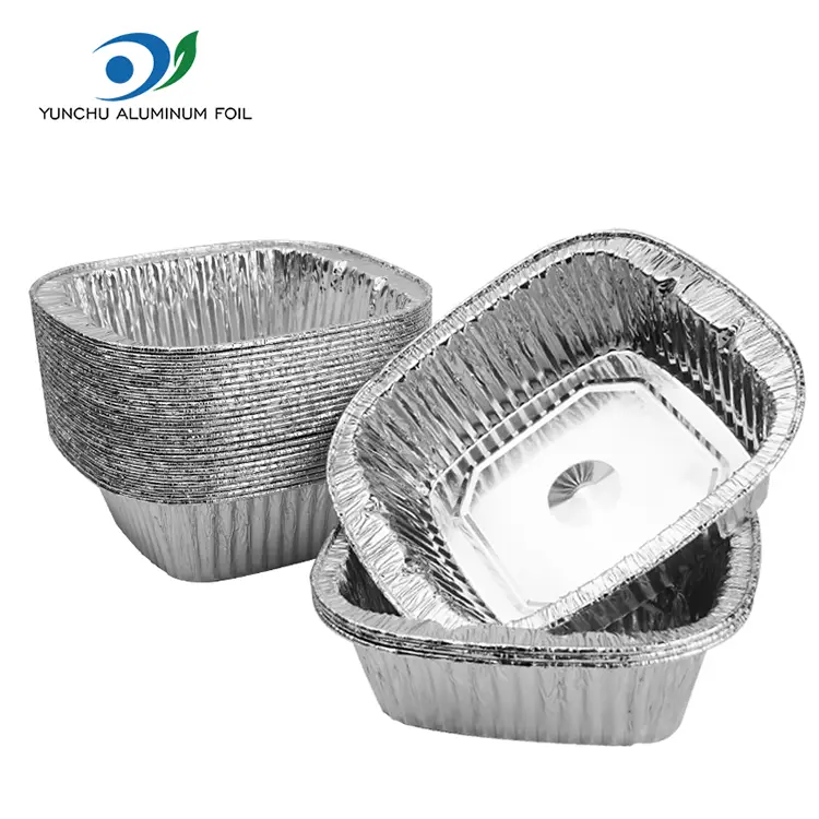 Firkantet sølv takeaway pakning aluminiumsfolie beholder