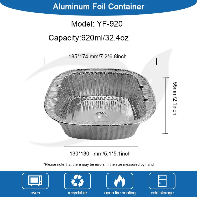 Firkantet sølv takeaway pakning aluminiumsfolie beholder