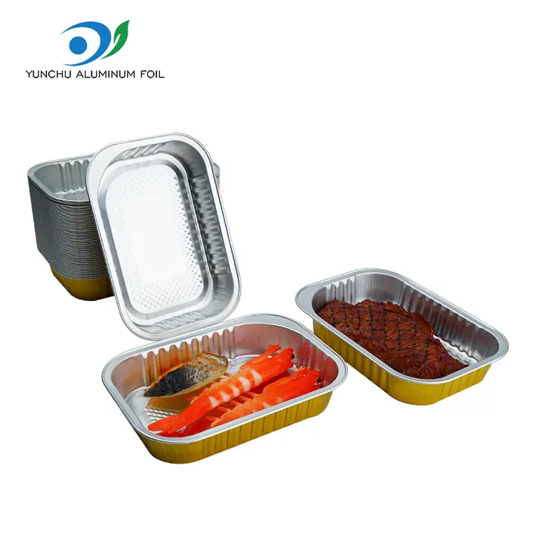 Firkantet takeaway spisestue gylden aluminiumsfolie containere Firkantet takeaway spisestue gylden aluminiumsfolie containere