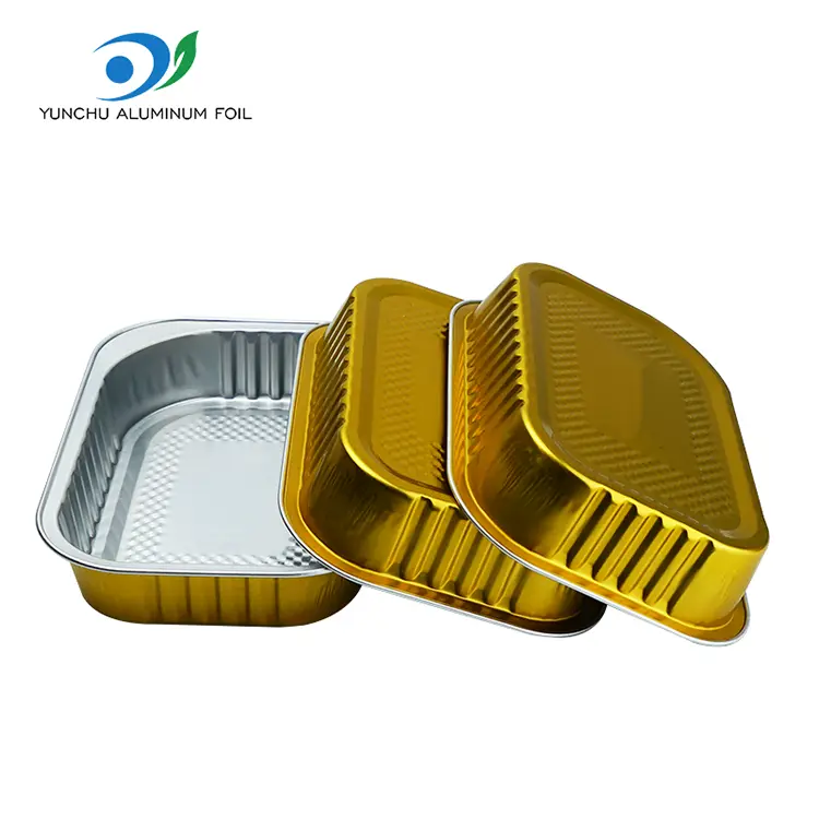 Firkantet takeaway spisestue gylden aluminiumsfolie containere