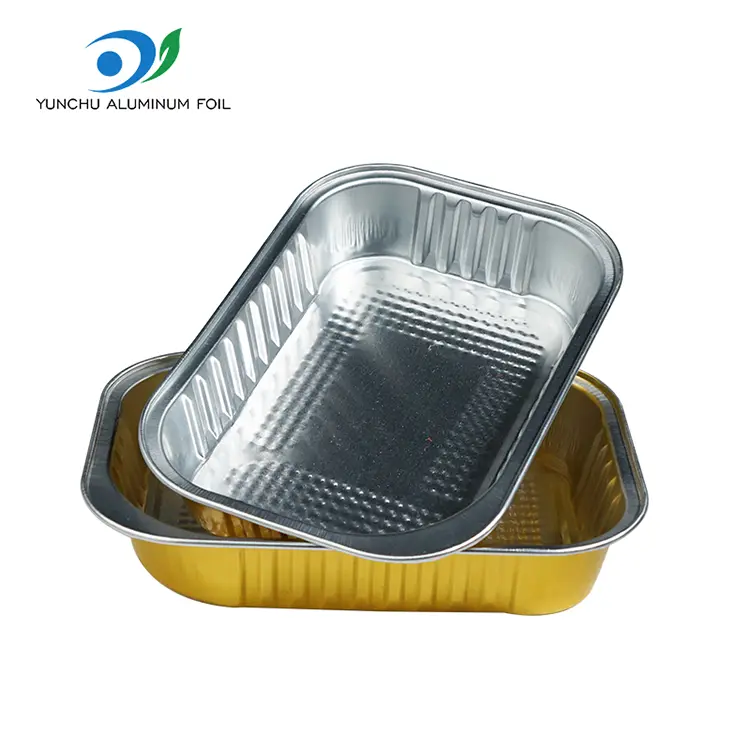 Firkantet takeaway spisestue gylden aluminiumsfolie containere