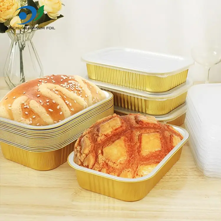 Firkantet takeaway spisestue gylden aluminiumsfolie containere