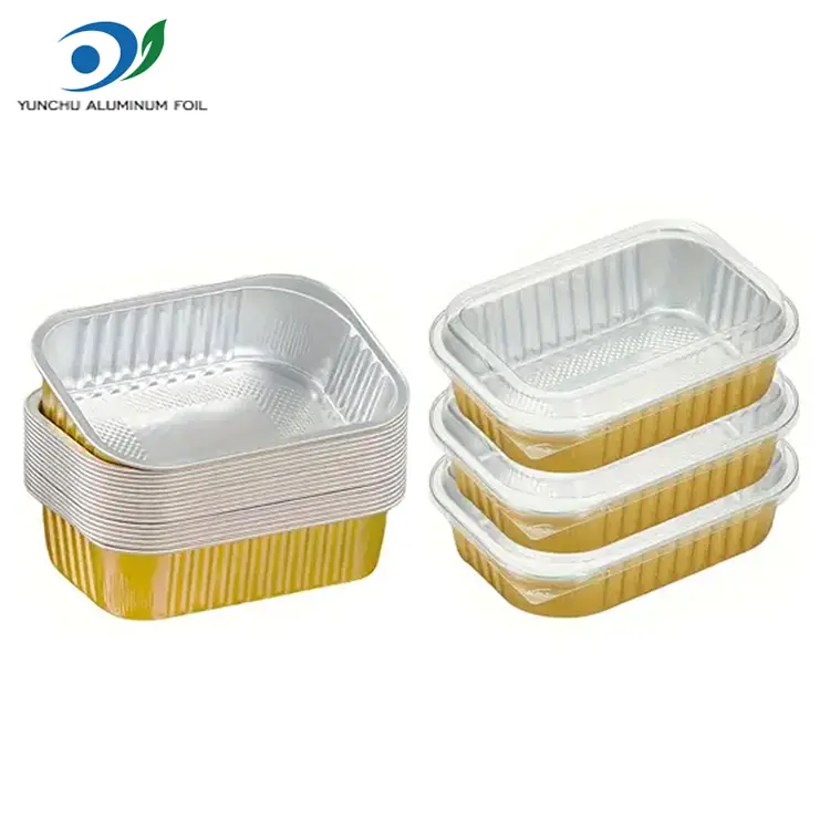 Firkantet takeaway spisestue gylden aluminiumsfolie containere