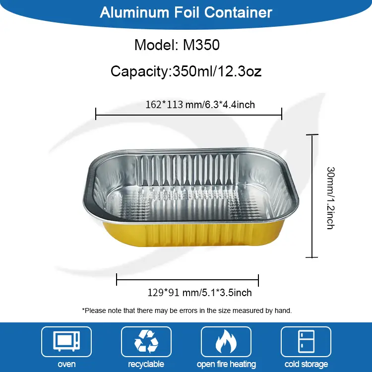 Firkantet takeaway spisestue gylden aluminiumsfolie containere