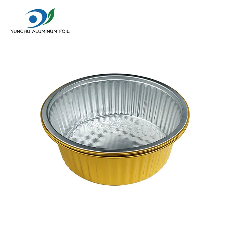 Takeaway lille varm pot gylden rund aluminiumsfolie containere